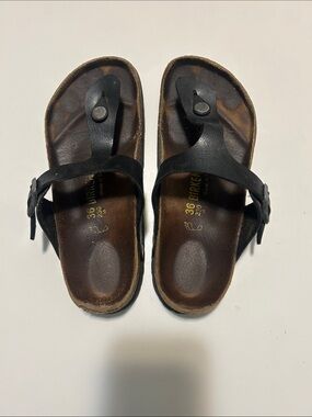 Birkenstock Black Leather Sandals with Buckle